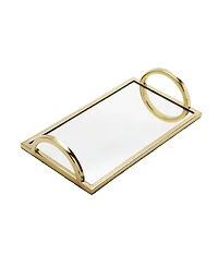 Classic Touch Rectangular Mirror Tray with Handles