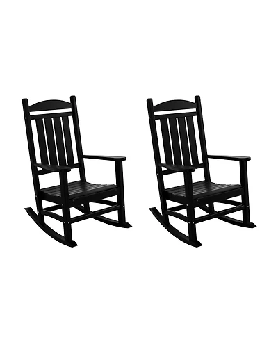 All-Weather Outdoor Patio Poly Classic Porch Rocking Chair (Set of 2)