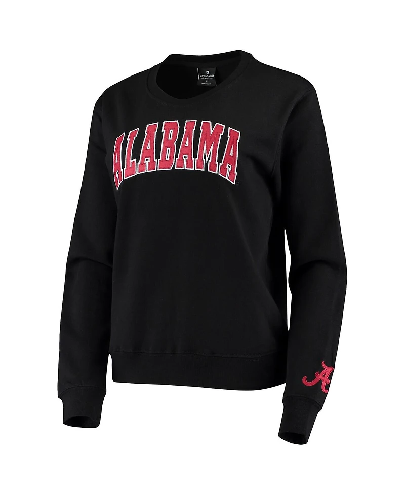 Women's Colosseum Black Alabama Crimson Tide Campanile Pullover Sweatshirt