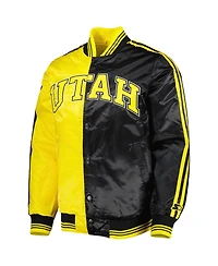 Men's Starter Gold, Black Utah Jazz Fast Break Satin Full-Snap Jacket