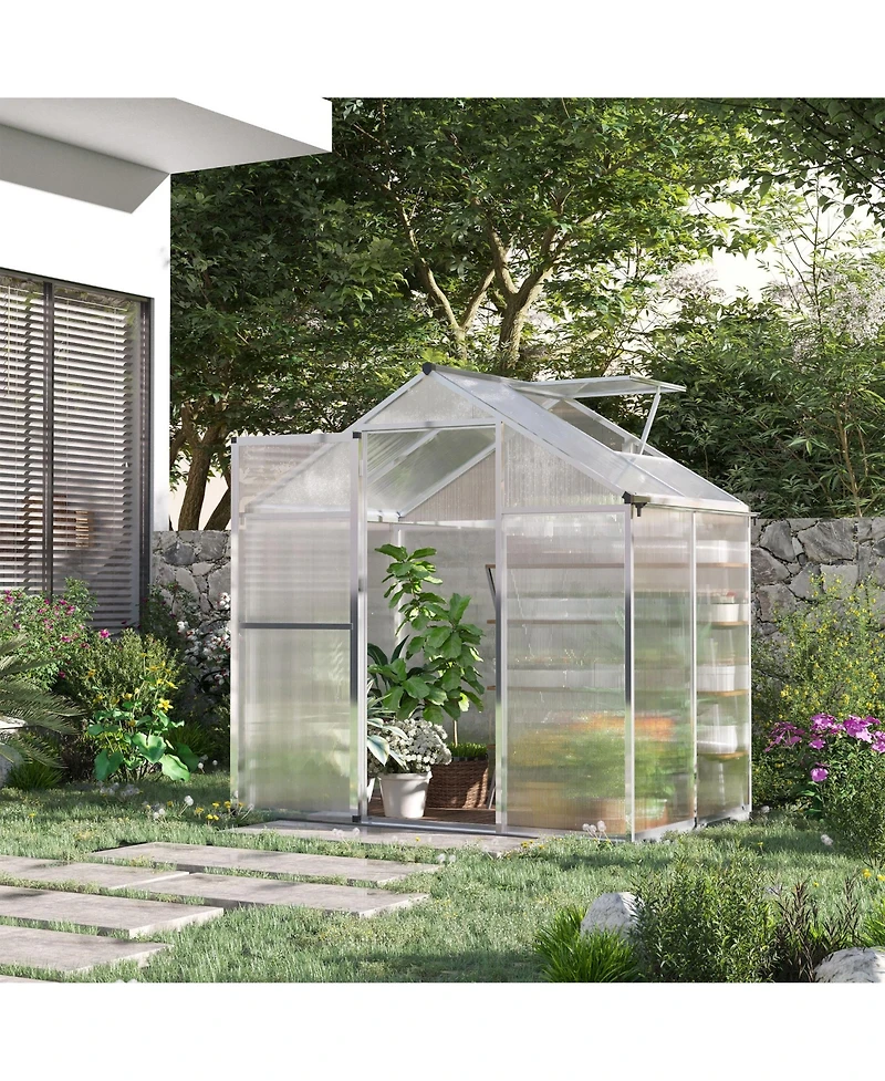 Outsunny 4' x 6' Portable Outdoor Walk-In Garden house w/ Roof Vent