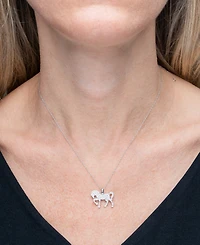 Wrapped Diamond Horse Pendant Necklace (1/4 ct. t.w.) in 10k White Gold, 18" + 2" extender, Created for Macy's