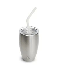 Munchkin Toddler Stainless Steel 360 Sippy Cup and 3 piece Sipper and Straw Lid, Purple