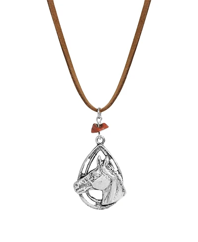 2028 Genuine Leather Cord Horse Head Necklace