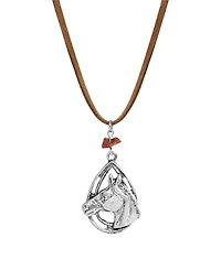2028 Genuine Leather Cord Horse Head Necklace