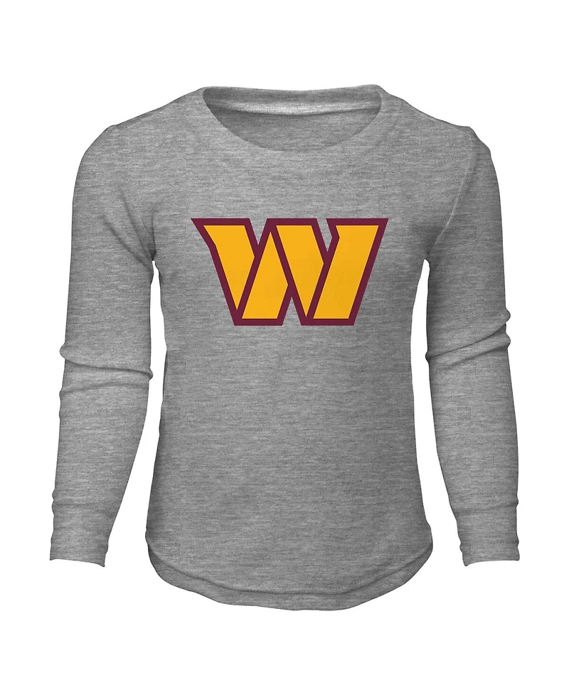 Toddler Boys and Girls Heathered Gray Washington Commanders Long Sleeve T-shirt Pants Sleep Set