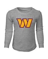 Toddler Boys and Girls Heathered Gray Washington Commanders Long Sleeve T-shirt Pants Sleep Set