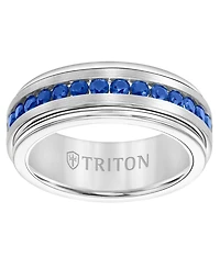 Triton Men's Sapphire Wedding Band (1-1/2 ct. t.w.) White Tungsten Carbide & Sterling Silver