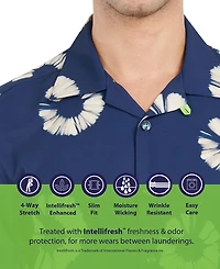 Society of Threads Men's Slim-Fit Non-Iron Performance Stretch Floral-Print Camp Shirt