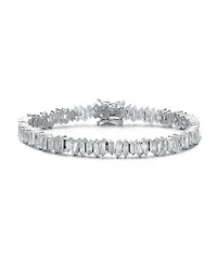 Sterling Silver Rhodium Plated Clear Cubic Zirconia Tennis Bracelet