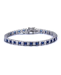 Genevive Classic Sterling Silver Square Cubic Zirconia Tennis Bracelet