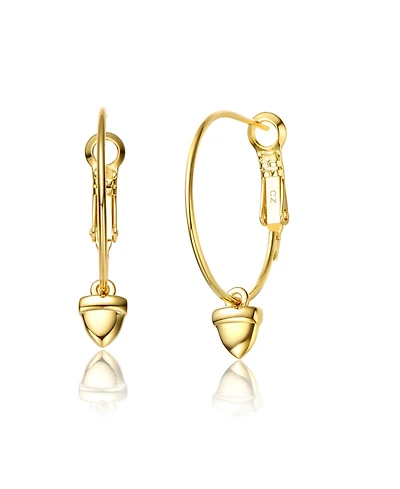 14K Gold Plated Cubic Zirconia Heart Hoop Earrings