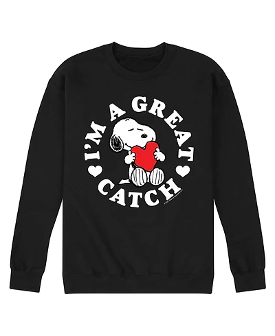 Airwaves Men's Peanuts I'm a Great Catch Fleece Sweatshirt