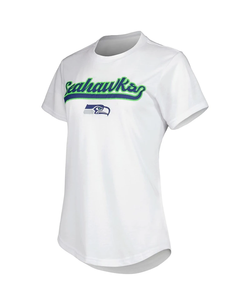 Women's Concepts Sport White, Charcoal Seattle Seahawks Sonata T-shirt and Leggings Sleep Set
