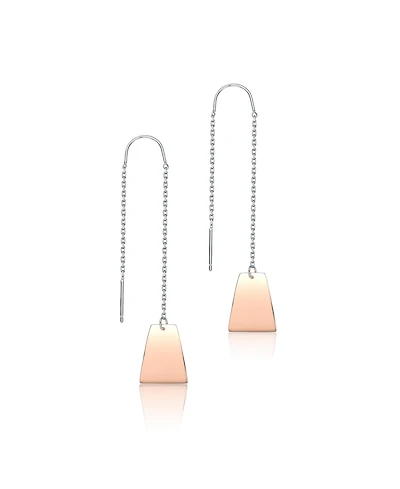 Stylish Sterling Silver with Rose Gold Plated Metals Dangling Earrings