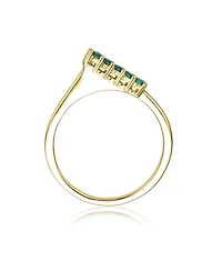 Rhodium-Plated with Cubic Zirconia Chevron Tower Slender Stacking Ring Sterling Silver