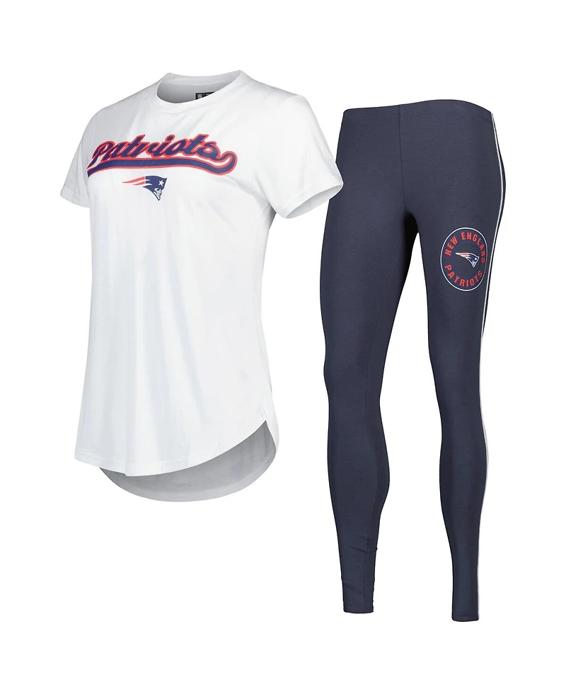 Women's Concepts Sport White, Charcoal New England Patriots Sonata T-shirt and Leggings Sleep Set