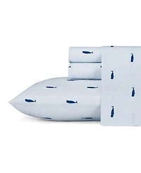 Nautica Whale Stripe Cotton Percale 4-Piece Sheet Set