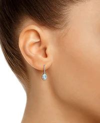 Macy's Aquamarine (3/4 Ct. T.w.) Leverback Earrings in 10K Yellow Gold or White Gold