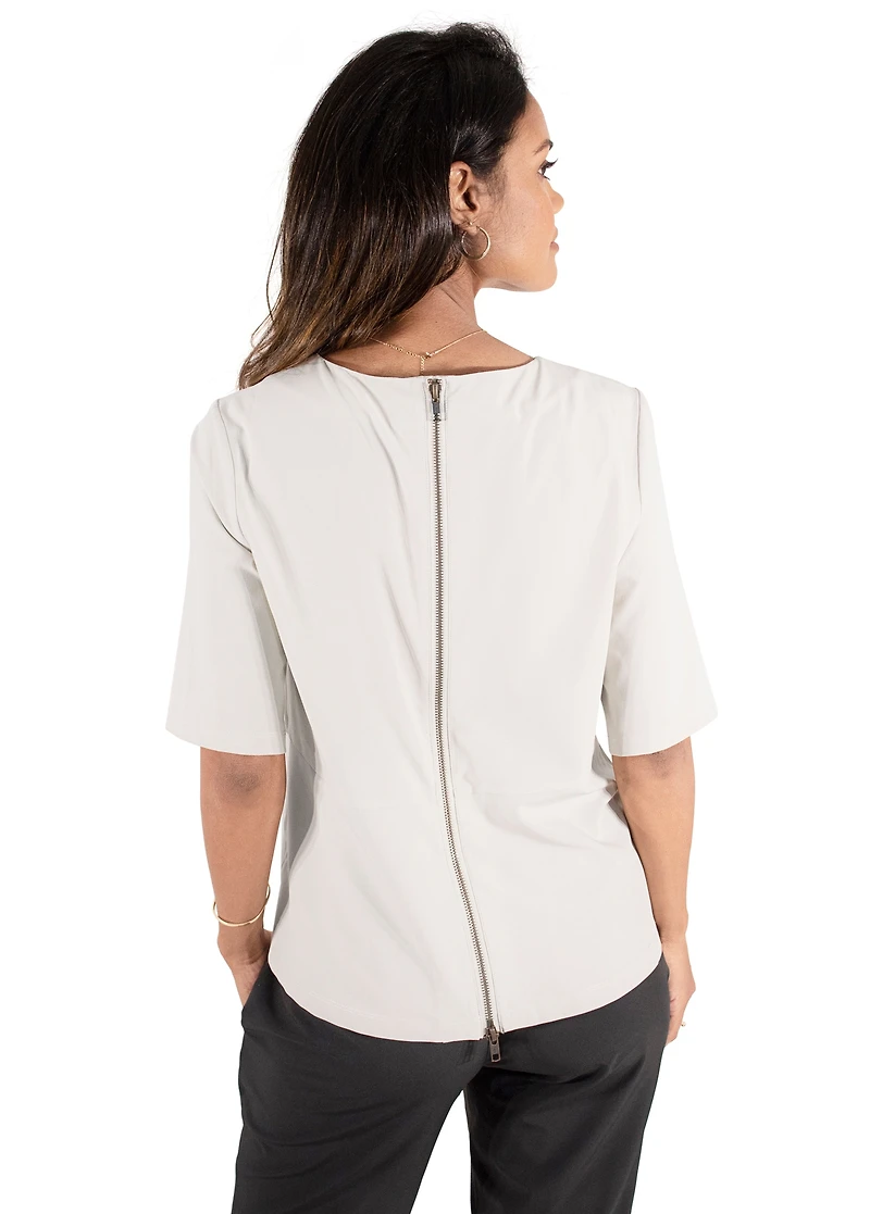 Women's Maternity Short Sleeve Stretch Woven Top