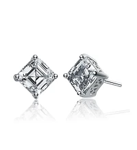 Sterling Silver Cubic Zirconia Square Stud Earrings
