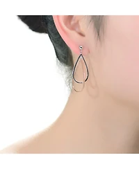 Classy Sterling Silver Two-Tone Pear Dangling Earrings