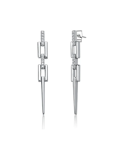 Sterling Silver White Gold Plated Cubic Zirconia Drop Earrings