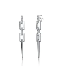 Sterling Silver White Gold Plated Cubic Zirconia Drop Earrings