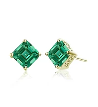 Sterling Silver Cubic Zirconia Square Stud Earrings