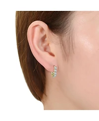 Rachel Glauber Elegant Extra Mini Huggie Hoop Earrings White Gold Plated or 14K