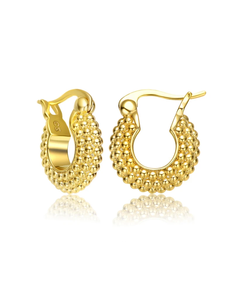 Exquisite Extra Mini Huggee 14K Gold-Plated Bead Hoop Earrings