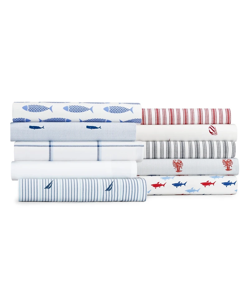 Nautica Coleridge Stripe Cotton Percale -Piece Sheet Set