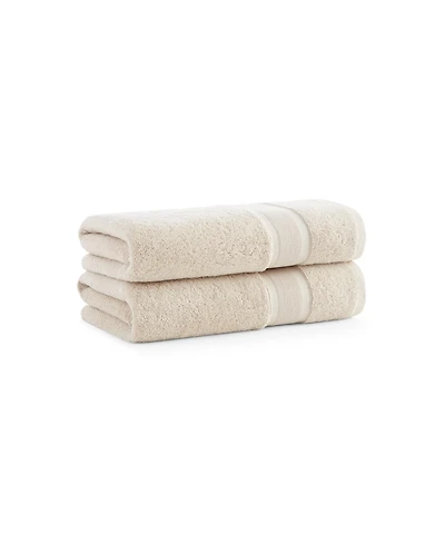 Aegean Eco-Friendly Recycled Turkish Bath Towels (2 Pack), 30x60, 600 Gsm, Solid Color with Weft Woven Stripe Dobby, 50% Recycled, Long-Staple Rin