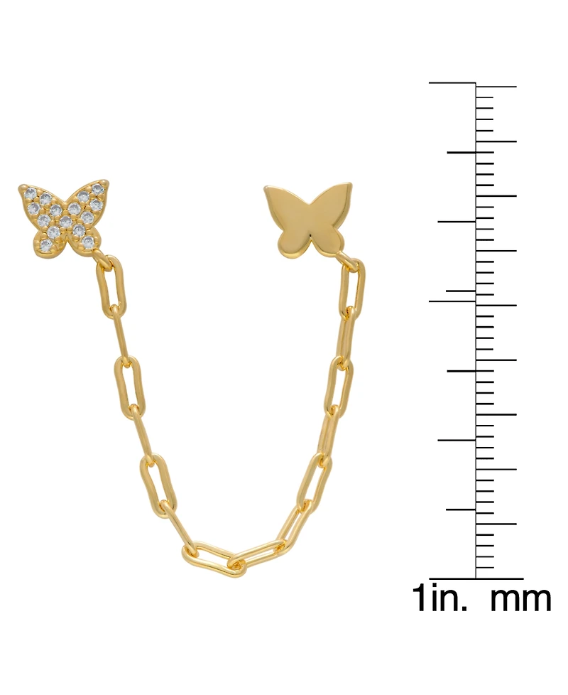 Macy's Cubic Zirconia Double Butterfly Chain Dangling Earrings