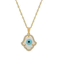 Macy's Mother of Pearl and Cubic Zirconia Hamsa Hand Pendant