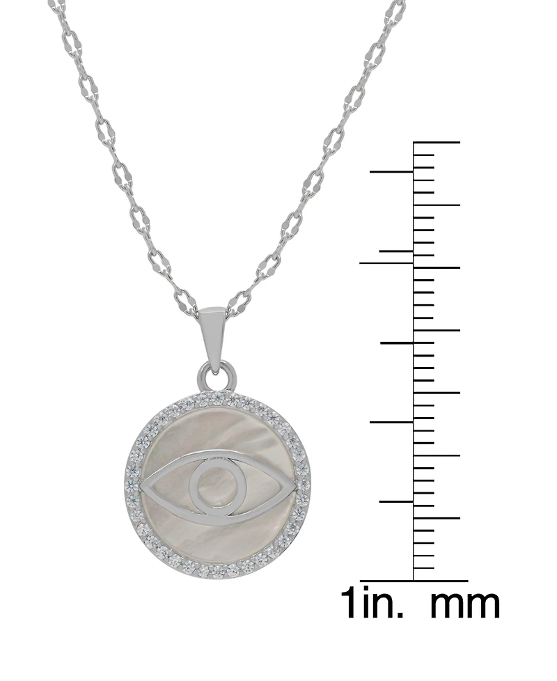 Macy's Mother of Pearl and Cubic Zirconia Evil Eye Circle Pendant