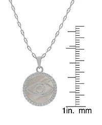 Macy's Mother of Pearl and Cubic Zirconia Evil Eye Circle Pendant