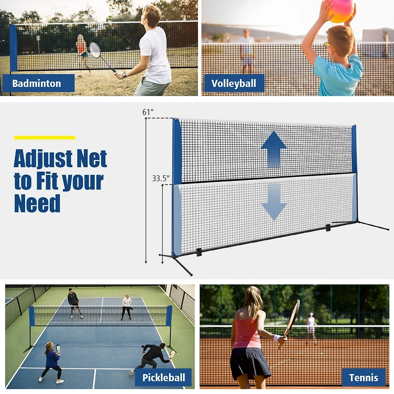 Costway 10FT Adjustable Badminton Net Set W/2 Shuttlecocks Portable Carry Bag