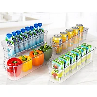 Zulay Kitchen 4 Pack Clear Refrigerator Organizer Bins - Narrow Fridge Organizers and Storage Clear