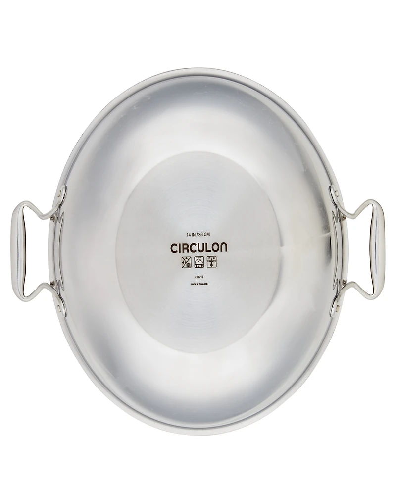 Circulon Clad Stainless Steel 14" Induction Wok with Glass Lid and Hybrid Steelshield and Non-stick Technology