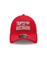 Men's New Era Red and Natural Tampa Bay Buccaneers Devoted Trucker 9TWENTY Snapback Hat