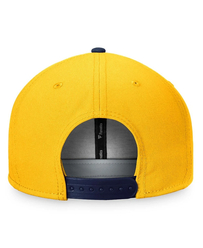 Men's Fanatics Gold, Navy Nashville Predators Iconic Color Blocked Snapback Hat