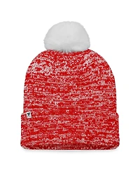 Women's Fanatics Red Washington Capitals Glimmer Cuffed Knit Hat with Pom