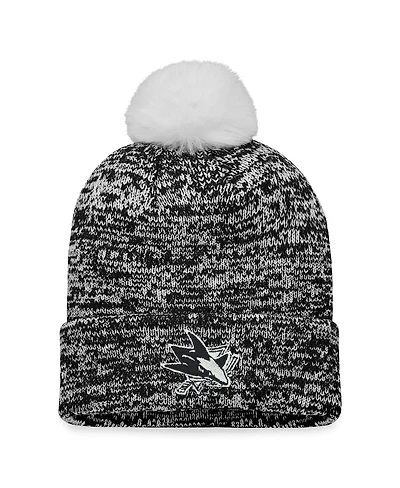 Women's Fanatics Black San Jose Sharks Glimmer Cuffed Knit Hat with Pom