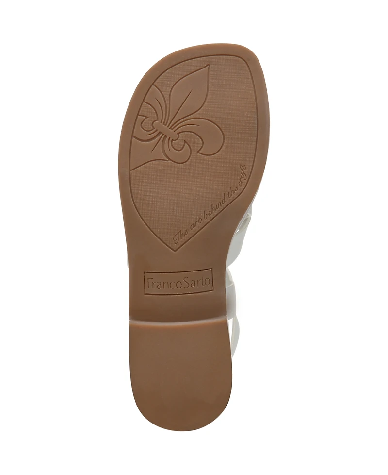 Franco Sarto Women's Ina Toe Loop Ankle Strap Stacked Heel Sandals