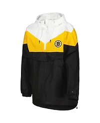 Women's Tommy Hilfiger Black, Gold Boston Bruins Staci Half-Zip Windbreaker Jacket