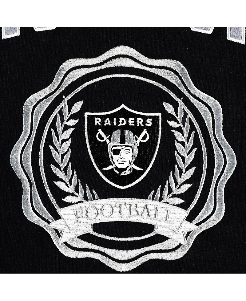 Women's Tommy Hilfiger Black Las Vegas Raiders Becca Drop Shoulder Pullover Hoodie