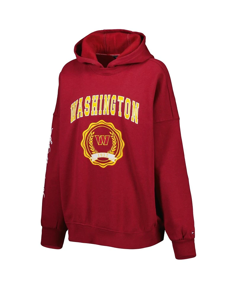 Women's Tommy Hilfiger Burgundy Washington Commanders Becca Drop Shoulder Pullover Hoodie