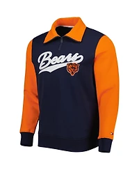 Men's Tommy Hilfiger Navy, Orange Chicago Bears Aiden Quarter-Zip Top