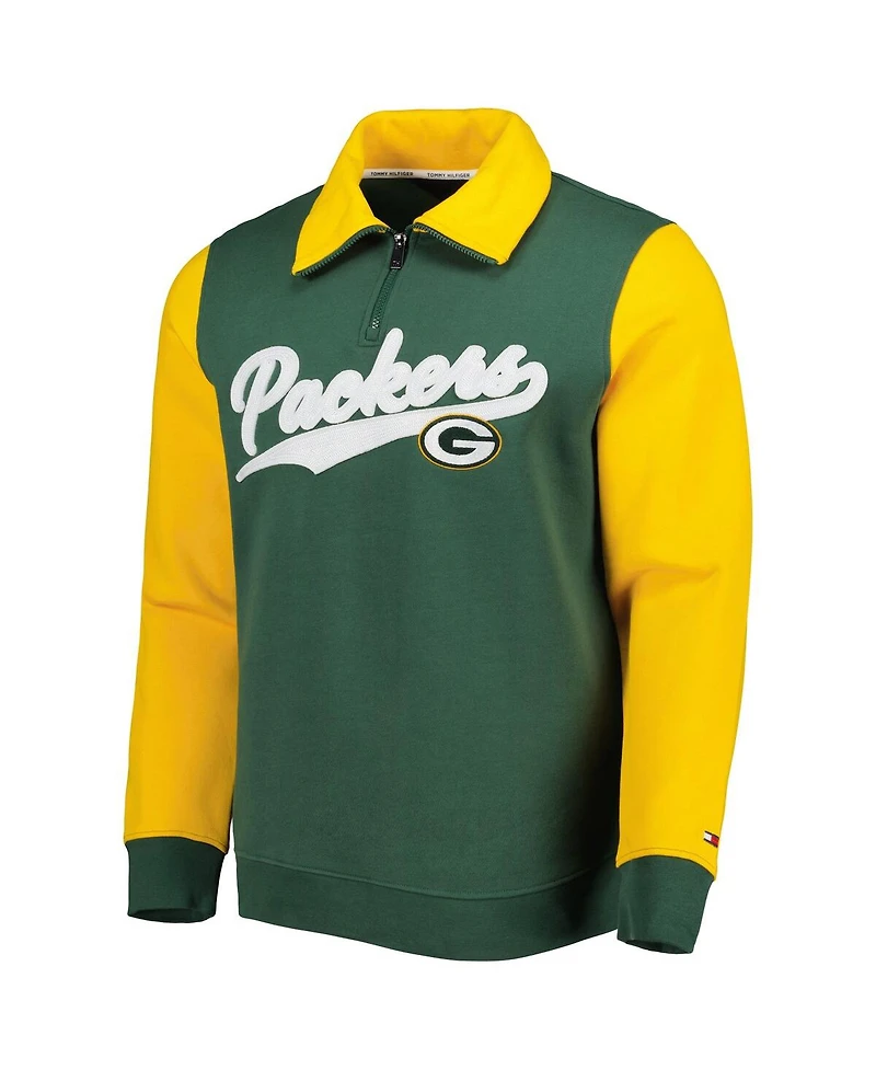 Men's Tommy Hilfiger Green, Gold Green Bay Packers Aiden Quarter-Zip Top
